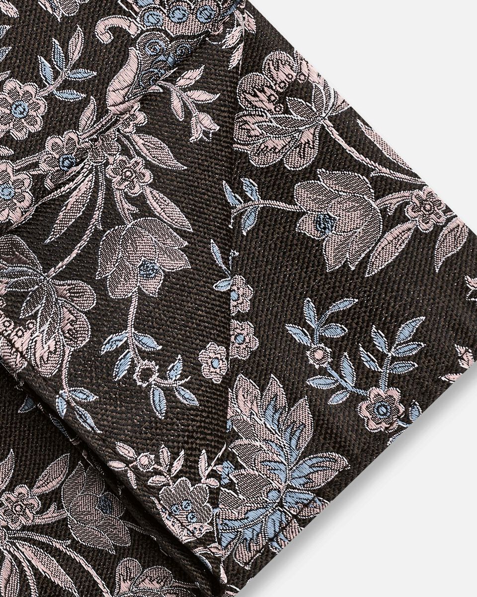 Brown & Pink Floral Silk Pocket Square